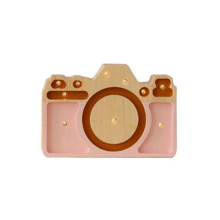 Picture of Little Lights® Handmade wooden lamp Camera Mini Powder Pink/Mustard
