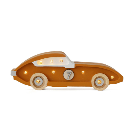 Picture of Little Lights® Handmade wooden lamp Race Car Mustard