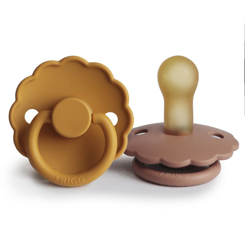 Picture of Frigg® Pacifier Natural rubber Daisy Honey Gold/Rose Gold 2pcs.