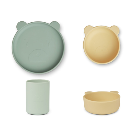 Picture of Liewood® Cyrus Silicone Tableware 3 pack Junior Mr Bear/Dusty Mint Multi Mix
