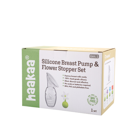 Picture of Haakaa® Silicone Breast Pump 100ml Generation 1 with Flower Stopper Combo