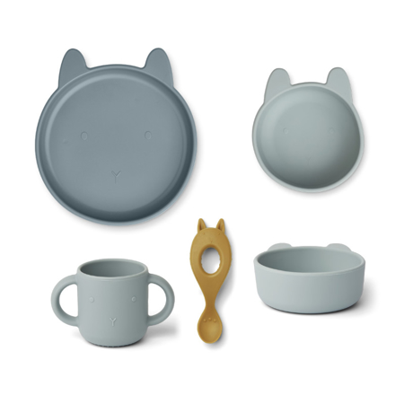 Picture of Liewood® Vivi Silicone Tableware 4 pack Baby Rabbit/Blue Multi Mix