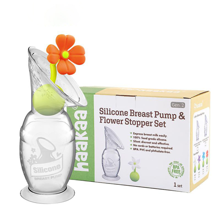 Picture of Haakaa® Generation 2 100ml Silicone Breast Pump with Suction Base and Flower Stopper Combo