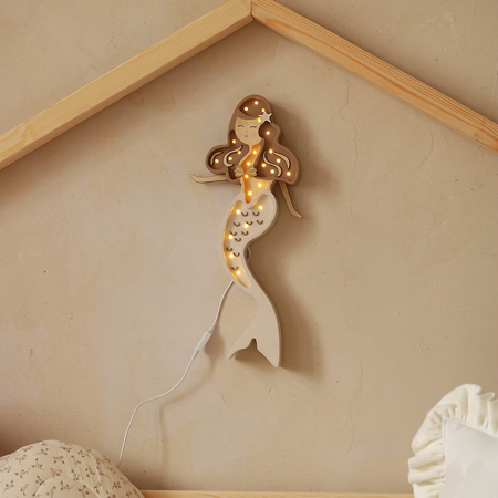 Little Lights® Handmade wooden lamp Mermaid Coffee