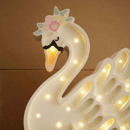 Picture of Little Lights® Handmade wooden lamp Swan Lake FLower White