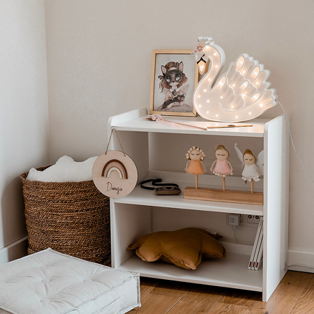 Picture of Little Lights® Handmade wooden lamp Swan Lake FLower White