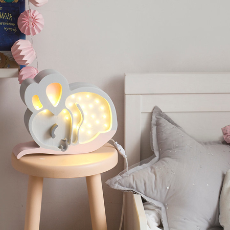 Little Lights® Handmade wooden lamp Mouse Light Grey