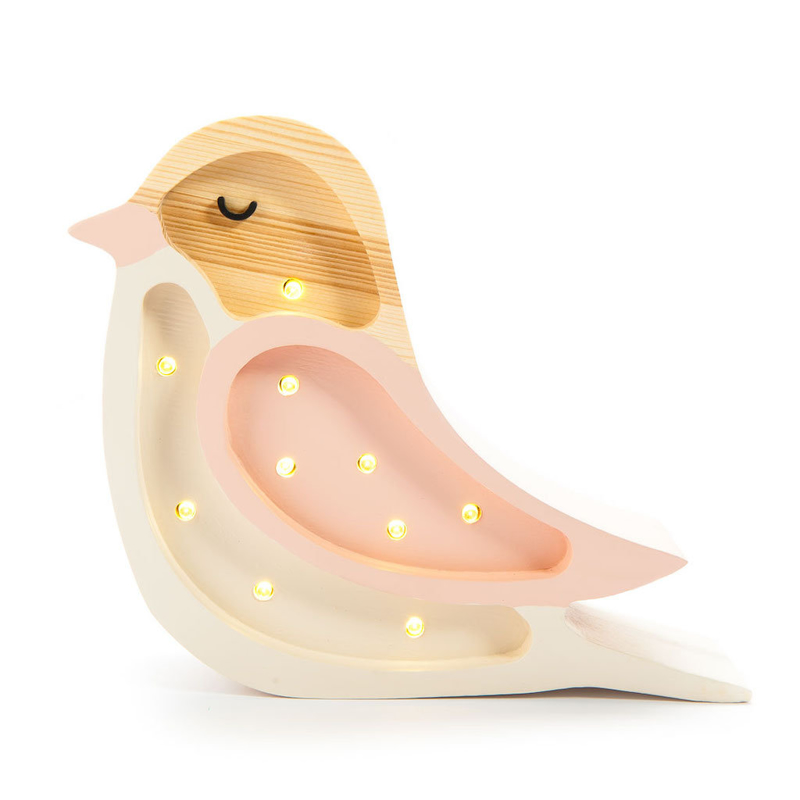 Picture of Little Lights® Handmade wooden lamp Bird Mini Strawberry Cream