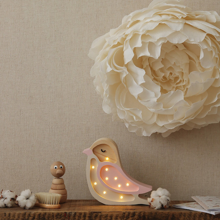 Picture of Little Lights® Handmade wooden lamp Bird Mini Strawberry Cream