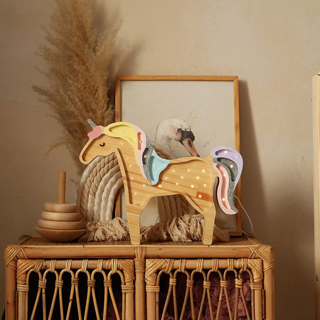 Picture of Little Lights® Handmade wooden lamp Unicorn Rainbow Wood