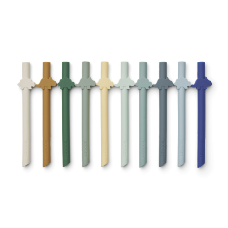 Picture of Liewood® Badu Silicone Straw Set 10 Pack Dino/Surf Blue Multi Mix 