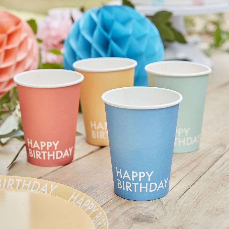 Picture of Ginger Ray® Paper Cups Mix It Up Brights
