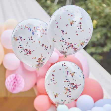 Picture of Ginger Ray® White and Rainbow Confetti Balloon Bundle