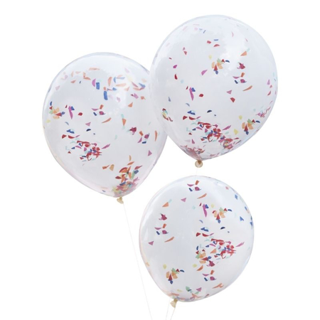 Picture of Ginger Ray® White and Rainbow Confetti Balloon Bundle