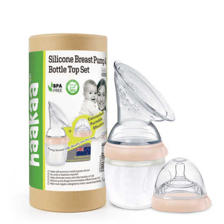Haakaa® Breast Pump and Baby Bottle Top Set Generation 3, 160ml Peach