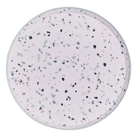 Picture of Ginger Ray® Pastel paper plates Terrazzo Print 8 pcs
