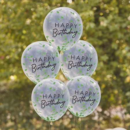 Picture of Ginger Ray® Happy Birthday Leaf Confetti Balloons