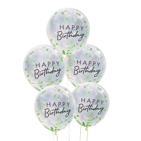 Picture of Ginger Ray® Happy Birthday Leaf Confetti Balloons