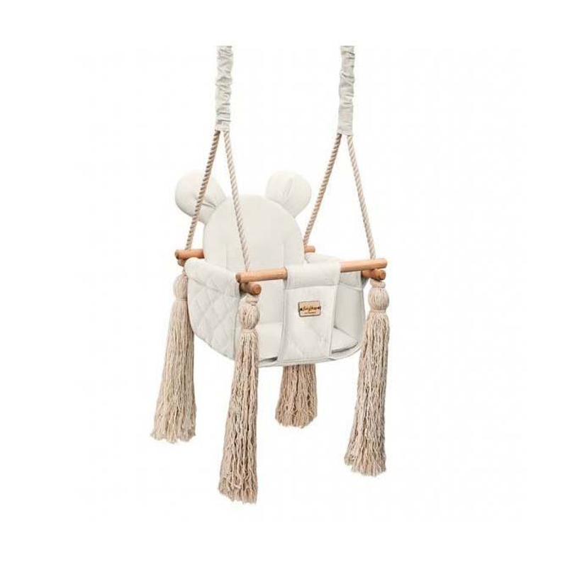 Picture of Benlemi® Comfortable wooden swing for children Cream
