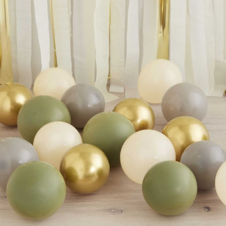Picture of Ginger Ray® Gold Chrome, Olive Green, Grey & Nude Balloon Mosaic Balloon Pack