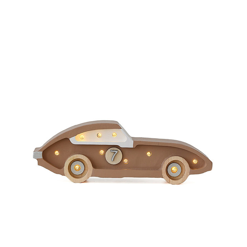 Picture of Little Lights® Handmade wooden lamp Race Car Mini Capuccino