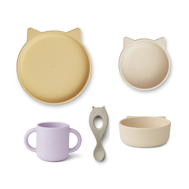 Picture of Liewood® Vivi Silicone Tableware 4 pack Baby Cat/Jojoba Multi Mix
