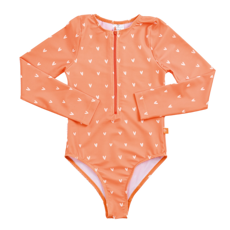 Picture of Swim Essentials® SE Swimsuit Girl Long Sleeves Orange Hearts