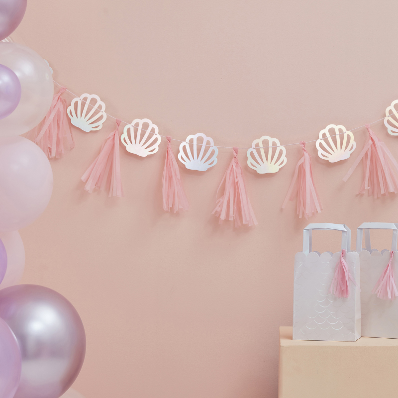 Picture of Ginger Ray® Pink and Iridescent Shell Tassel Garland