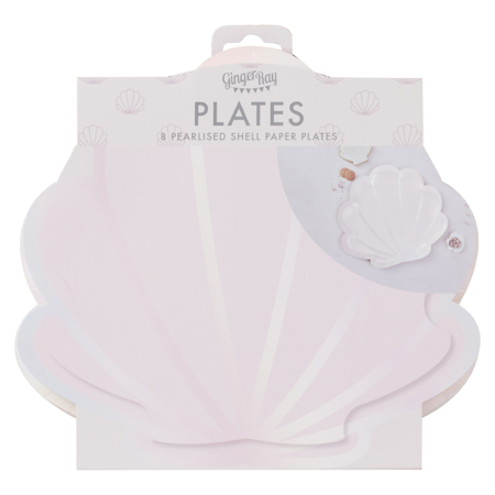 Ginger Ray®Iridescent and Pink Mermaid Shell Shaped Paper Plates 8 pcs.