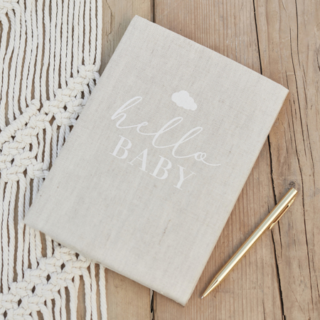 Picture of Ginger Ray® Hello Baby Neutral Linen Baby Journal Book