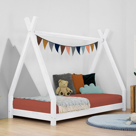 Benlemi® Children's house bed NAKANA 200x90 White