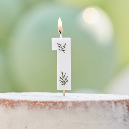 Picture of Ginger Ray® Leaf Foliage Birthday Candle Number 1