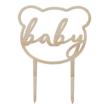 Picture of Ginger Ray® Wooden Teddy Bear Baby Shower Cake Topper