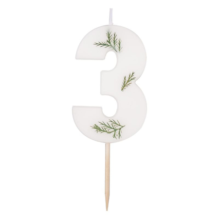 Picture of Ginger Ray® Leaf Foliage Birthday Candle Number 3