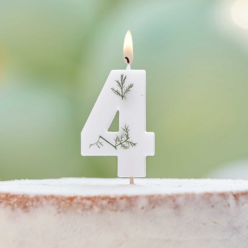 Picture of Ginger Ray® Leaf Foliage Birthday Candle Number 4