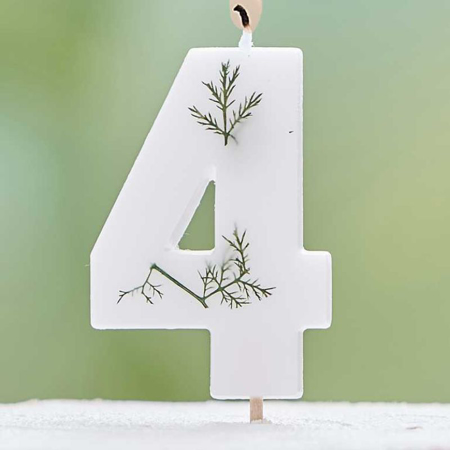 Ginger Ray® Leaf Foliage Birthday Candle Number 4