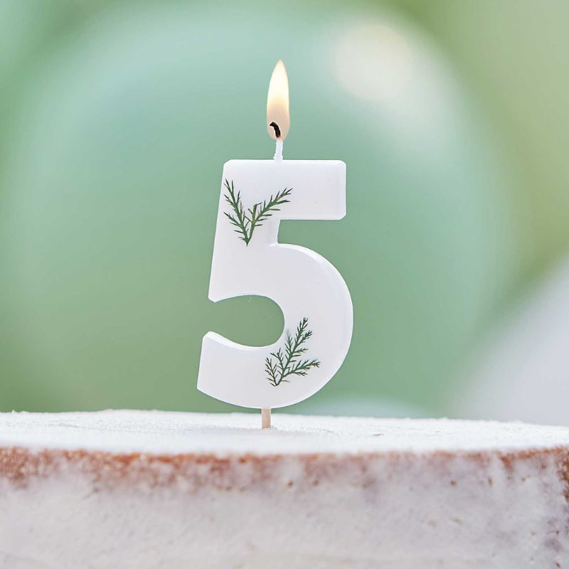 Picture of Ginger Ray® Leaf Foliage Birthday Candle Number 5