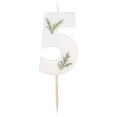 Picture of Ginger Ray® Leaf Foliage Birthday Candle Number 5