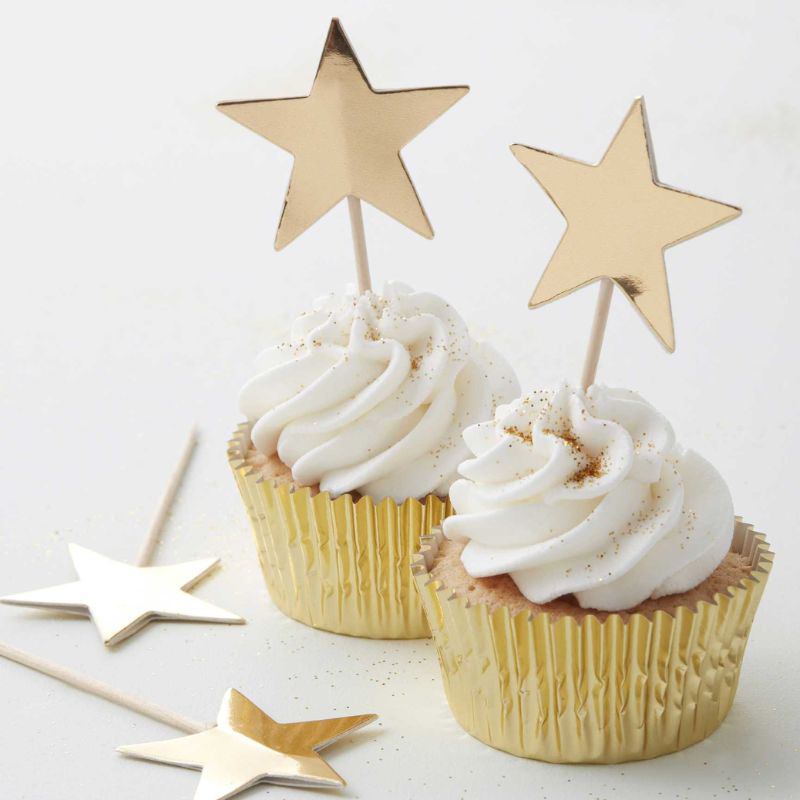 Picture of Ginger Ray® Cupcake Toppers Gold Stars 10 pcs