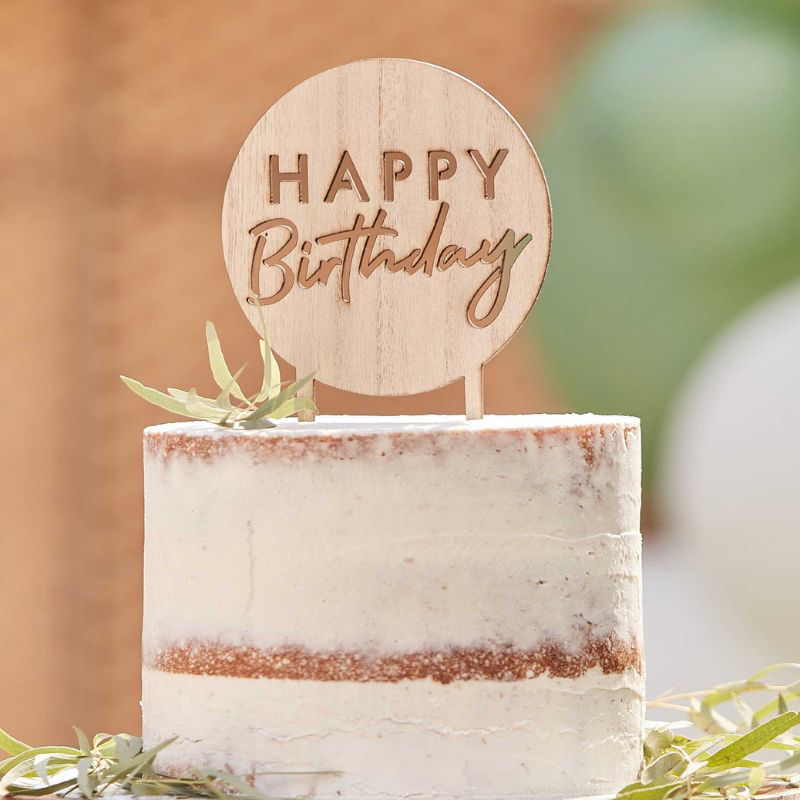 Picture of Ginger Ray® WoodenHappy Birthday Cake Topper