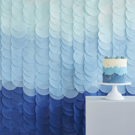 Picture of Ginger Ray® Tissue Paper Disc Party Backdrop Blue Ombre
