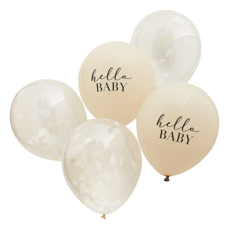 Ginger Ray® Hello Baby Taupe and Cloud Confetti Baby Shower Balloons