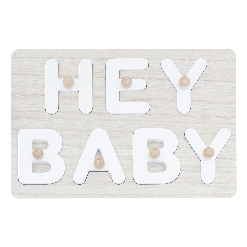 Picture of Ginger Ray® Hey Baby Wooden Puzzle Baby Shower Guest Book
