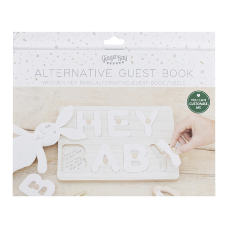 Ginger Ray® Hey Baby Wooden Puzzle Baby Shower Guest Book
