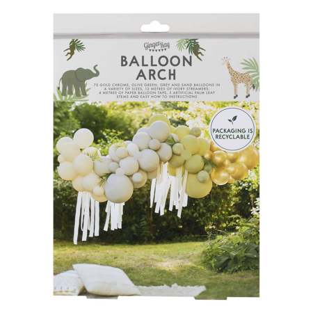 Ginger Ray® Green, Cream, Grey & Gold Chrome Balloon Balloon Arch Kit