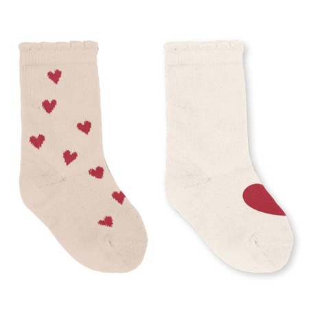 Picture of Konges Sløjd® Rib Socks 2 pack Mon Amour/Red Heart (17-18)