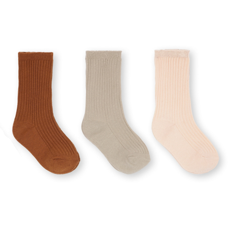 Konges Sløjd® Rib Socks 3 pack Sun/Leather/Milk