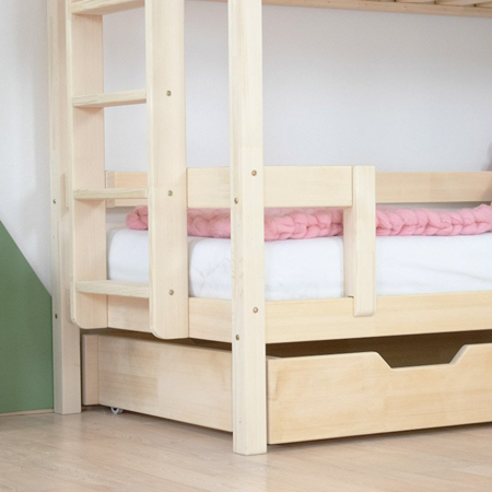 Benlemi® House bunk bed for two children MONTY 242cm Natural
