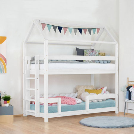 Benlemi® House bunk bed for two children MONTY 222cm White