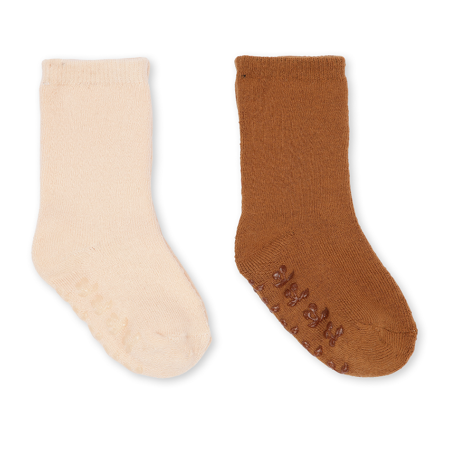 Picture of Konges Sløjd® Rib Socks 3 pack Sun Kiss/Leather Brown
